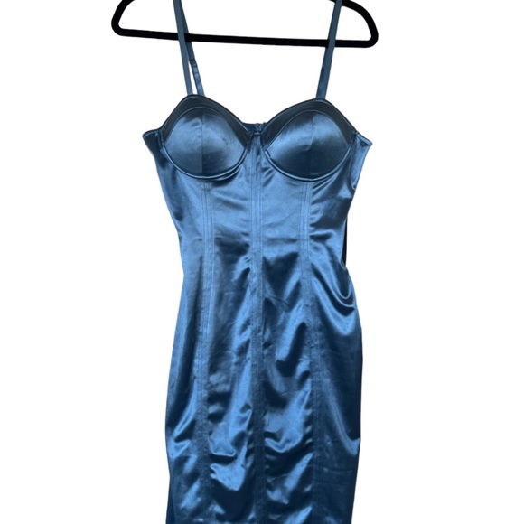 City Lux Satin Blue Bodycon Dress - Picture 12 of 17
